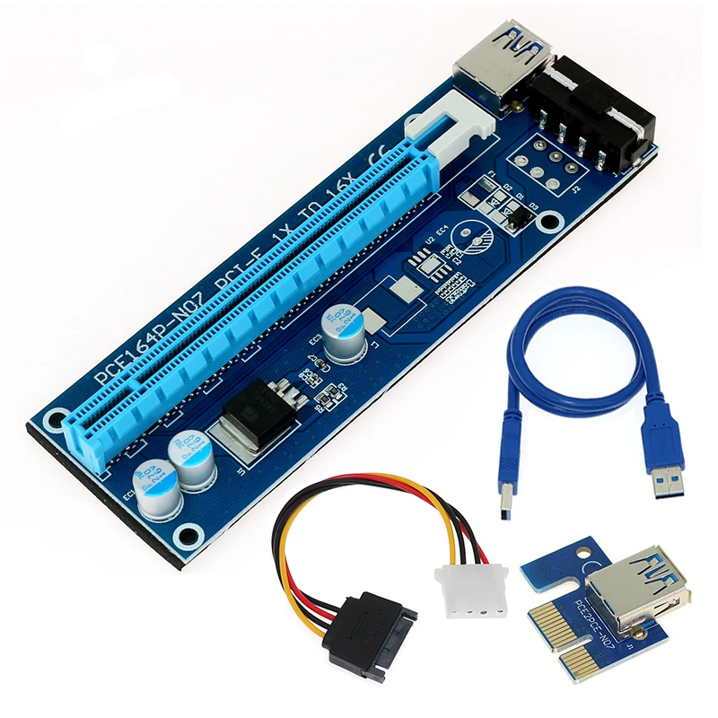60 см PCI E Riser Card PCIE 1x к 16x удлинитель с USB 3 0 кабелем + SATA 4Pin IDE Molex источник питания для