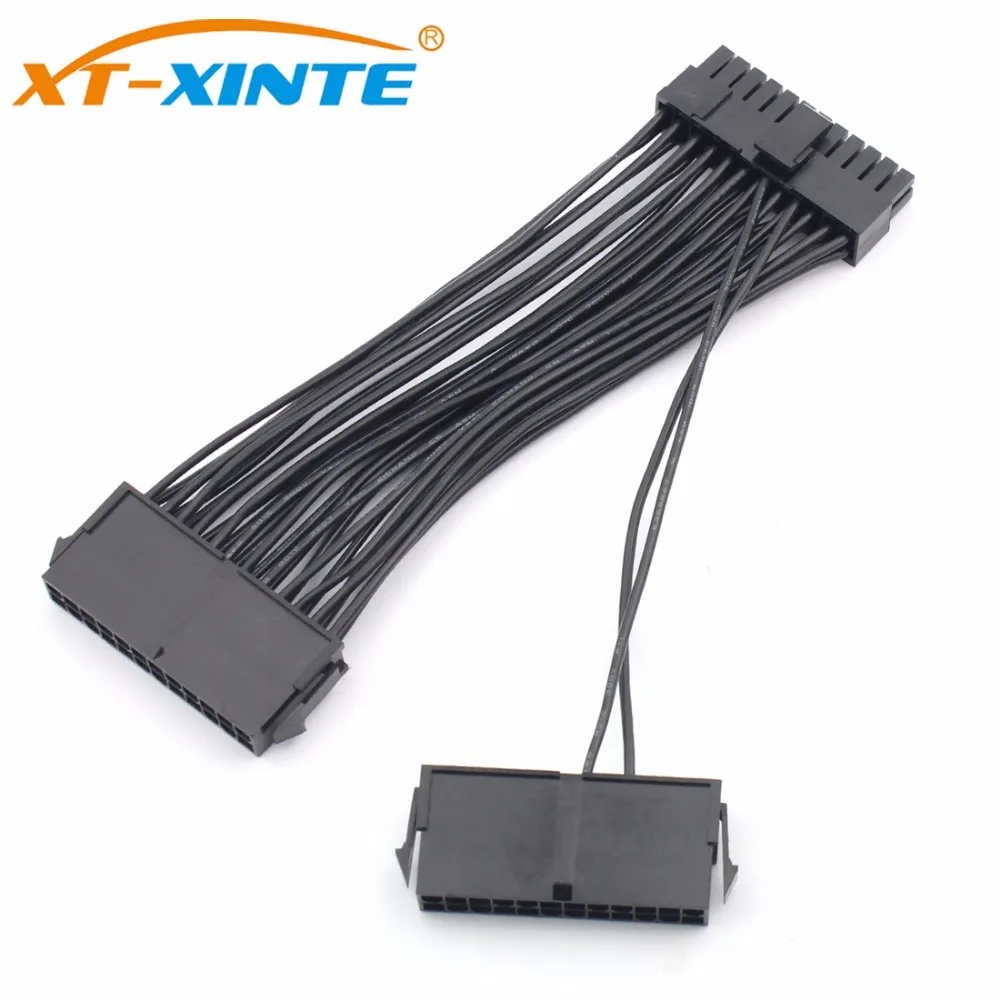 24Pin ATX Dual PSU Power Supply Extension Cable 30cm/15cm Adaptor Connector for Computer Mining Starting Line 24Pin 20+4pin