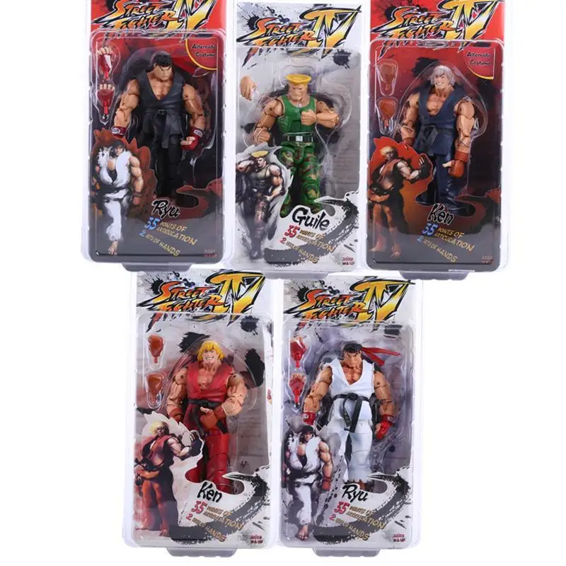 NECA Player Select Street Fighter IV Survival Model Ken Ryu Guile Action Figure Toy 7 18cm