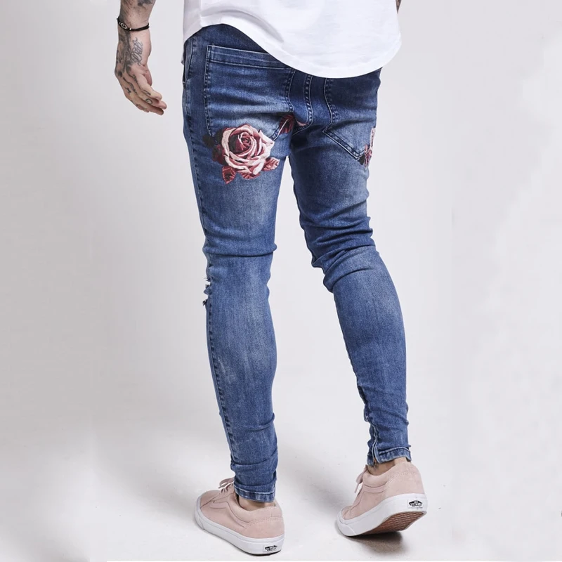 2018 New Designer Men Jeans Famous Brand Italian Luxury Rose Embroidered Jeans Slim Fit Mens ... 2018 New Designer Men Jeans Famous Brand Italian Luxury Rose Embroidered Jeans Slim Fit Mens ...