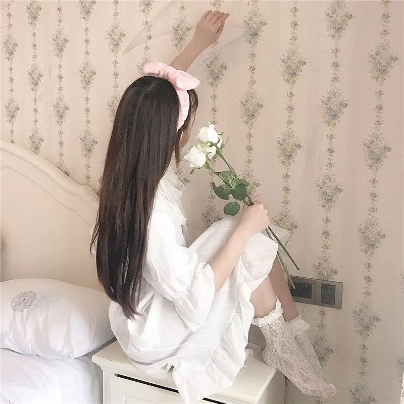 Новый женский длинный ночная рубашка Для женщин пижамы Домашняя одежда белый розовый дворец в стиле платье оборками свободные Винтаж