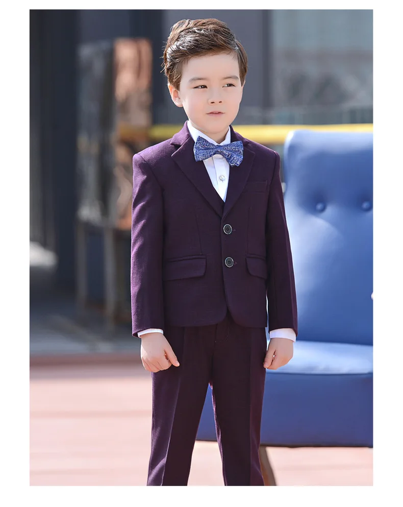 Formal Big Boys purple Blazer 4 pcs/set Wedding Suits for Boy Formal