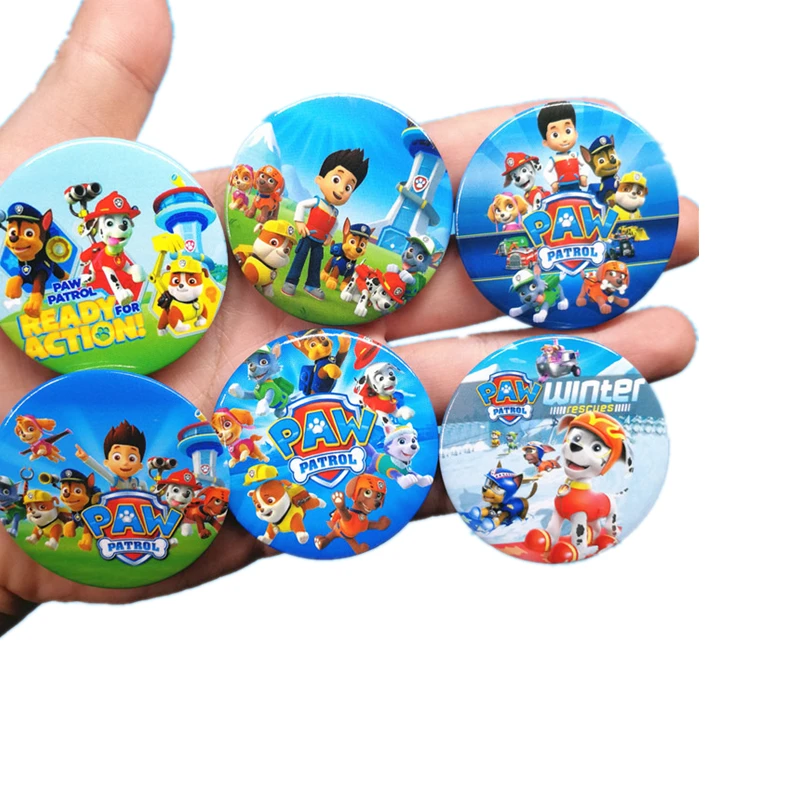 

6 paws patrol badges birthday party decorations dog cartoon small badge wrought iron badge tinplate toy children