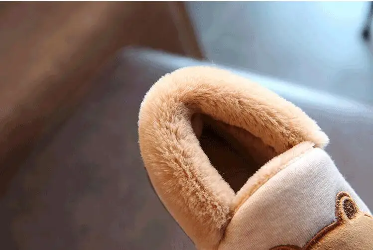 2018 г., зимние домашние тапочки с милым медведем из мультфильма хлопковые домашние тапочки для мальчиков и девочек Детские теплые тапочки