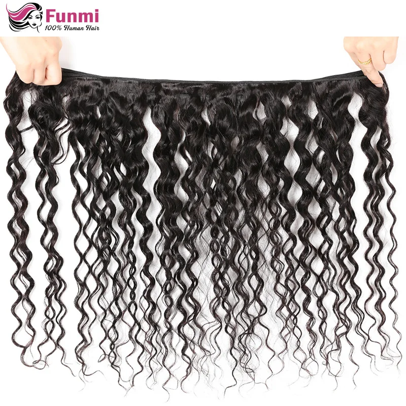 Funmi Virgin Human Hair Bundles with Closure Water Wave Bundles with Closure 4*4inch Brazilian Virgin Hair Bundles with Closure