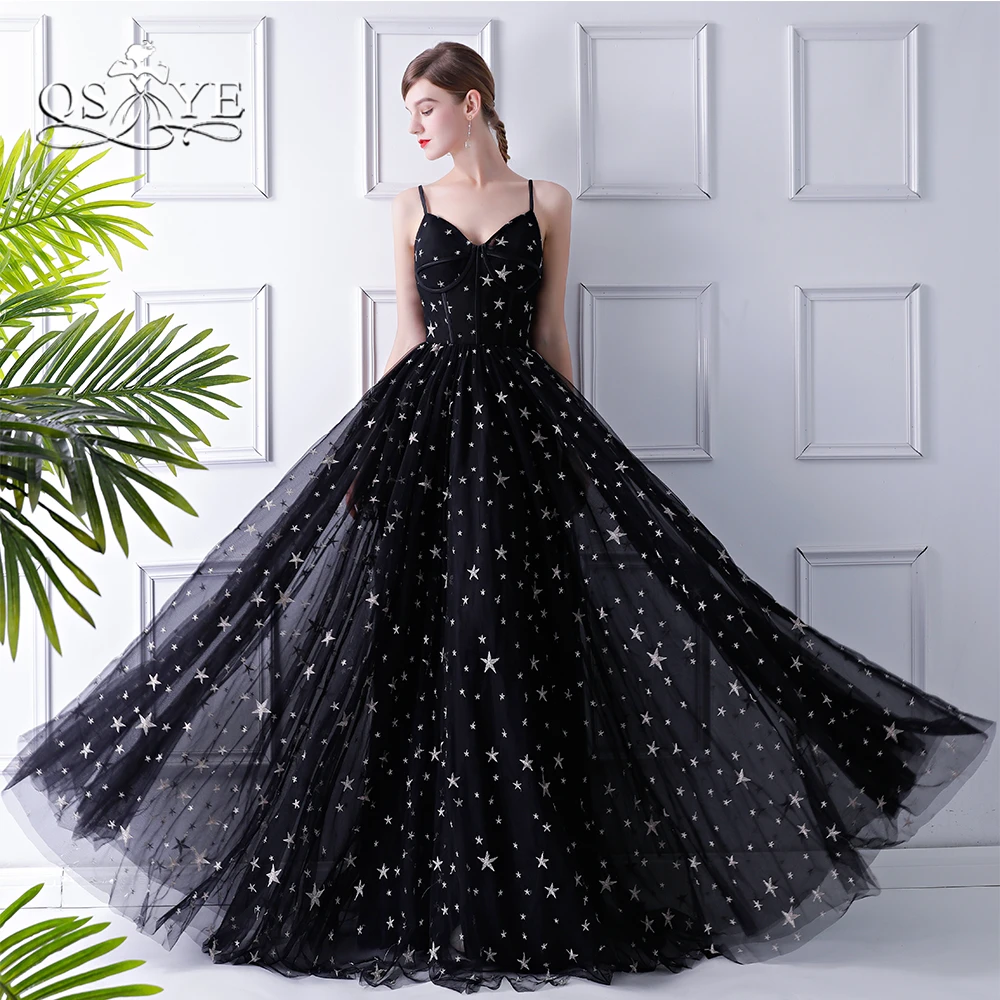 Qsyye 2018 Arab Saudi Gaun Malam Tali Spageti Sayang Panjang Tulle 