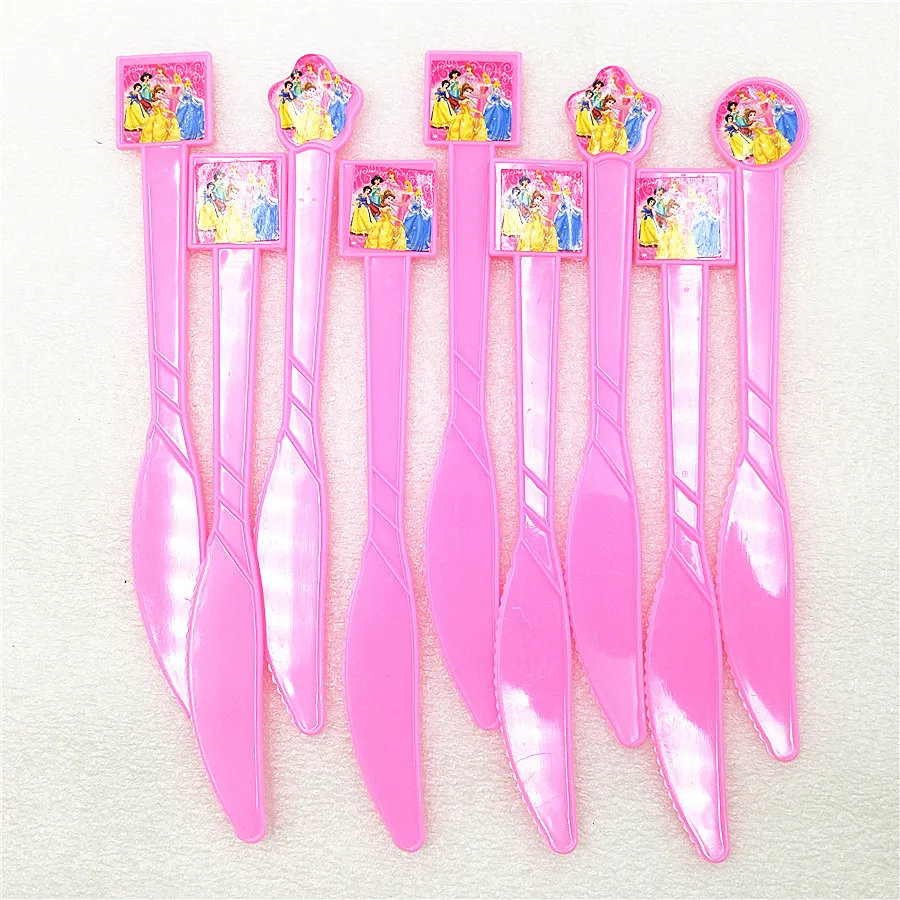 

10p Ariel/Snow White/Belle/Cinderella/Jasmine/Aurora Princess Disposable Knife Birthday Party Supplies Baby Shower Decoration