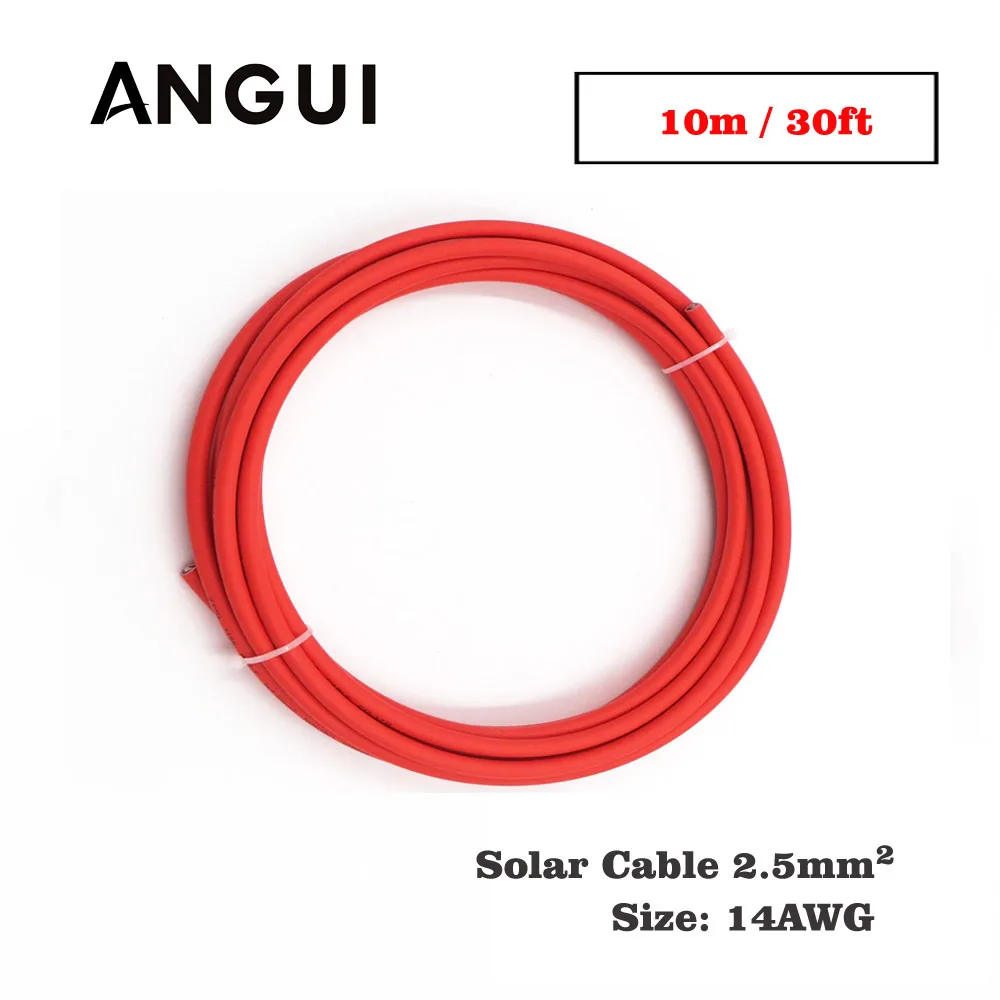 

10m 30ft x 14AWG 2.5mm2 Red Color Positive wire PVC Insulated photovoltaic electrical MC4 Connector cables solar panel connect
