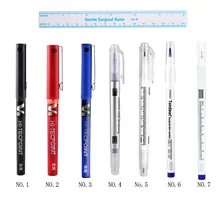 Double Head 1 Head Black Blue Red Marker Tattoo Pen Surgical Tip Markers Skin Marker Pen 0.5mm 1mm with Paper Ruler