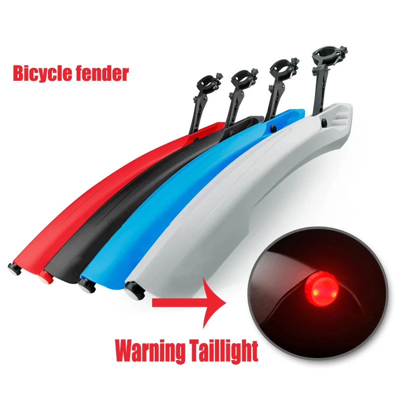 

Flectional Bike MTB Front Rear LED Mudguard Set 26 Bike Bicycle Fender plastic Quick Release with LED Light