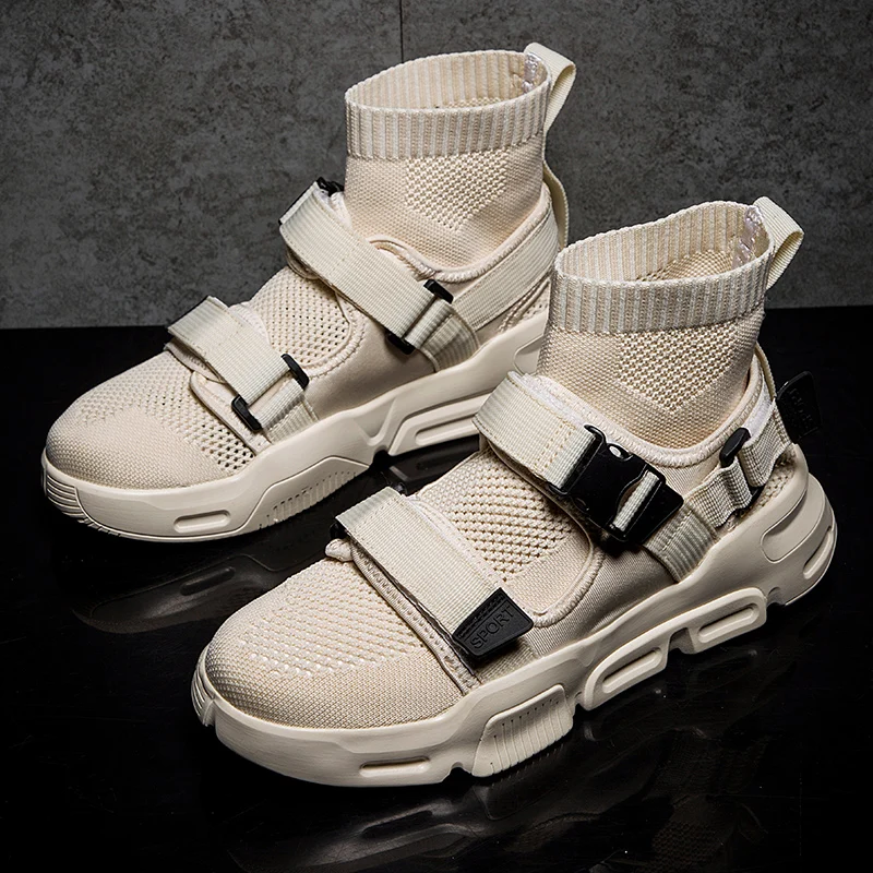 

Men Casual Shoes For Men High Top Socks Sneakers Male Hasp Flying Woven Shoes Tennis Masculino Summer Breathable Flats Footwear
