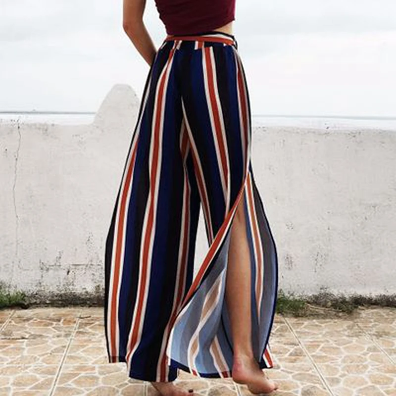 2018 New Beach Style Brand Women Chiffon Long Pants High
