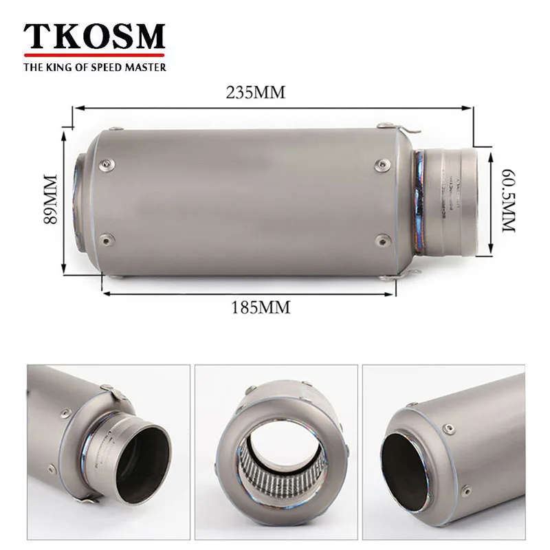 

TKOSM Universal Motorcycle GP PotEscape Titanium Alloy Motorcross Scooter Laser SC Exhaust Pipe 60mm Muffler For S1000RR CBR1000