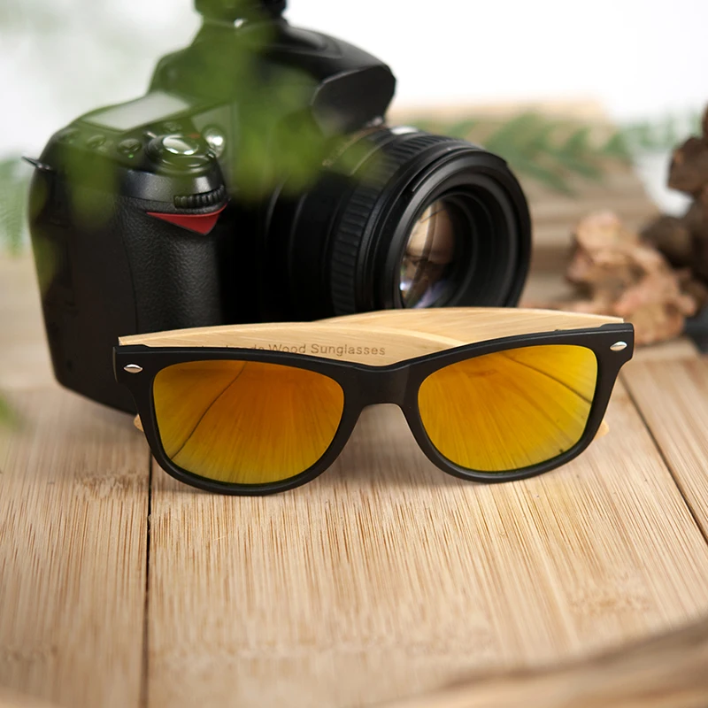 Бобо птица солнцезащитные очки Для женщин Для мужчин поляризационные бамбука ноги Черный квадрат кадр Винтаж очки Óculos де золь C-CG004