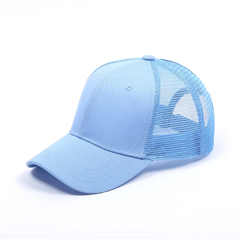 Women Men Running Hat Summer Mesh Breathable Sport Hat MessyAdjustable Sport Climbing Cycling Caps - Цвет: Light Blue