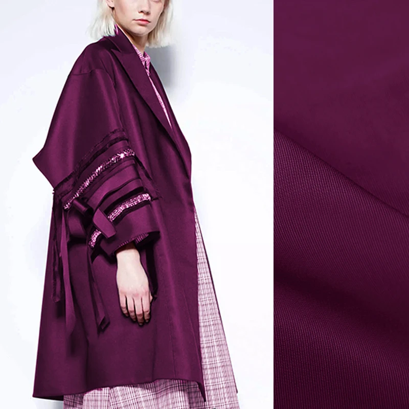 

114CM Wide 26MM Solid Color Purple Silk Wool Fabric for Autumn and Spring Dress Coat Jacket DE905