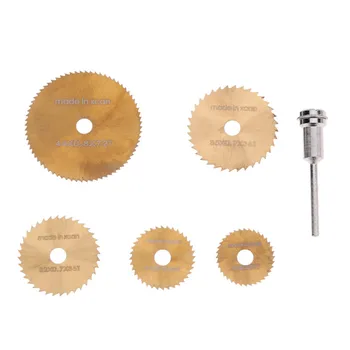 

6pcs/set Mini Cutting Circular Saw HSS Woodworking Circular Saw Blades Kit Set Dremel Mandrel for Wood Carving Rotary Tool