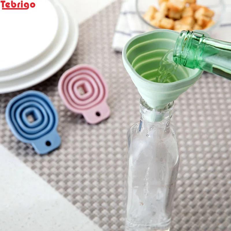 

Tebrigo Collapsible Funnel Silicone Foldable Funnel for Water Bottle Hopper Foldable Kitchen Funnel for Liquid Powder Transfer