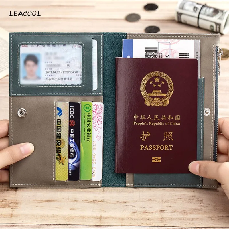 

Casual Function Passport Holder Solid Travel Accessories Passport Cover Storage Organizer Business Credit ID Card Wallet Case