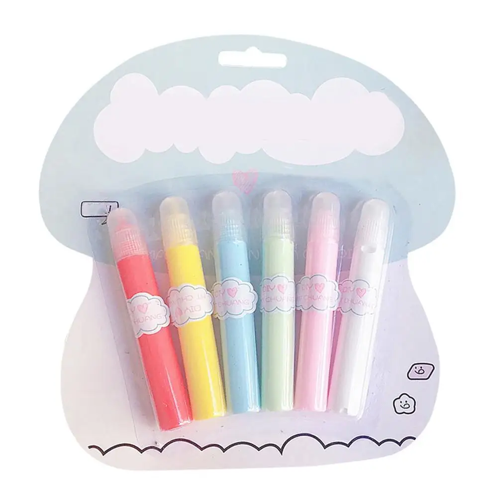 

New Arrival Korean Style 6Pcs Journal Diary Notebook Sticker Maker Liquid Pen for DIY Craft Drawing Decor