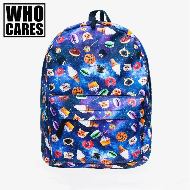 

2018 Fashion New backpack women blue Cat and biscuits pattern School Shoulder Bags mochila feminina backpack pop free shipping
