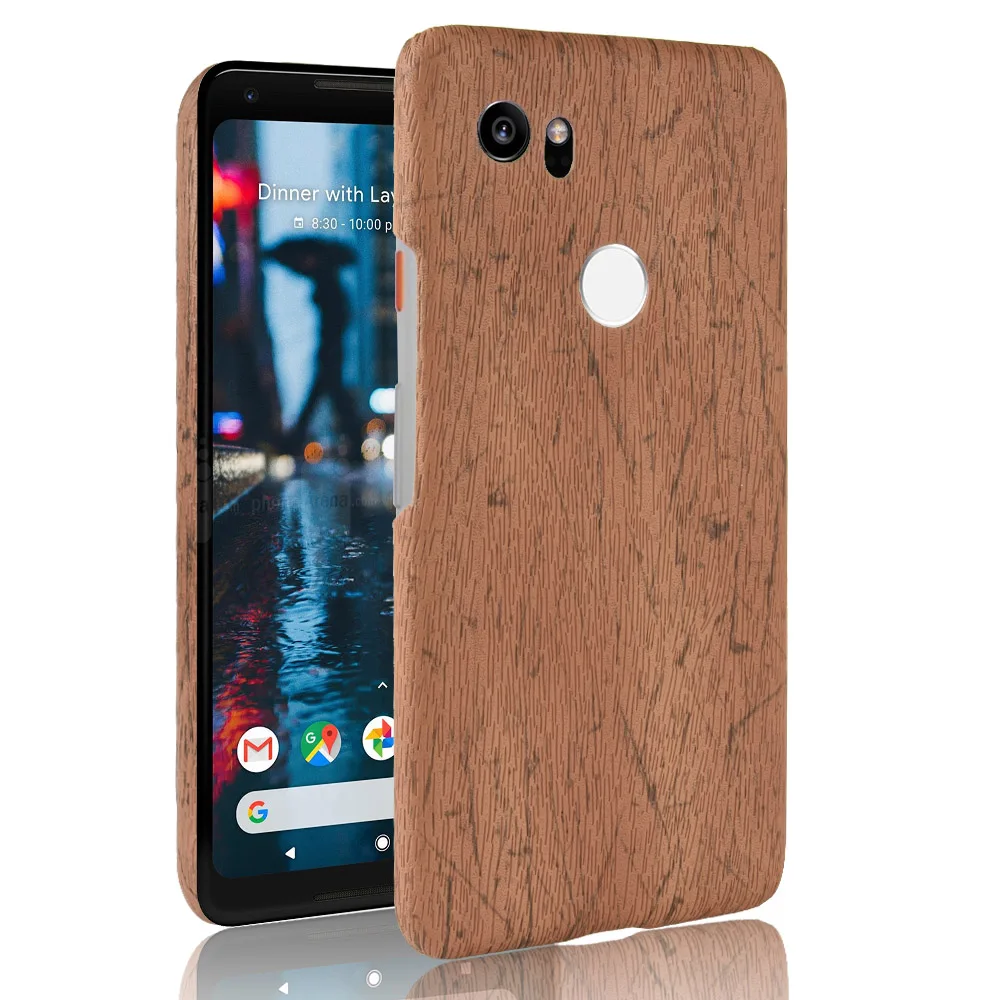 Роскошные Woodern кожи Винтаж кожаный чехол для Google Pixel 2 XL Hard Shell телефон случаях