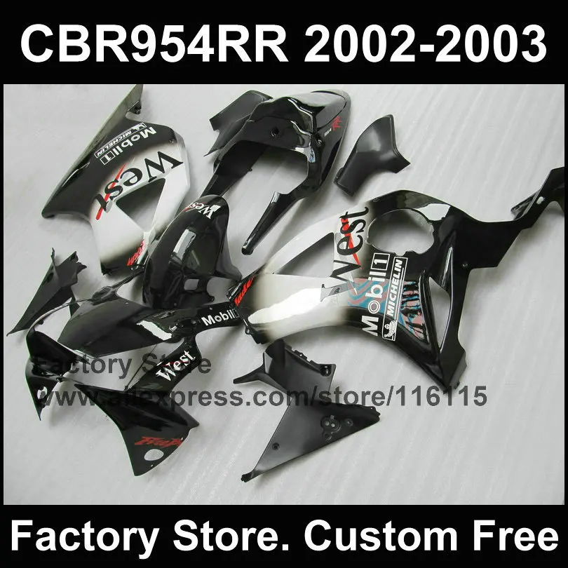 Черный Запад индивидуальные Обтекатели для HONDA CBR 900RR 2002 2003 детали ремонта кузова
