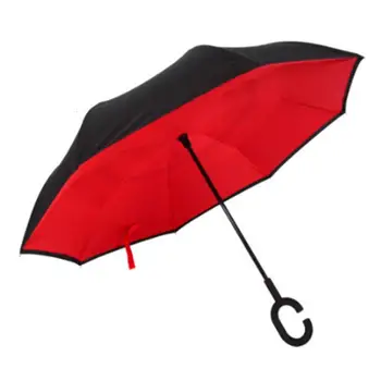 

Windproof Reverse Folding Double Layer Inverted Chuva Umbrella Self Stand Inside Out Rain Protection C-Hook Hands For Car