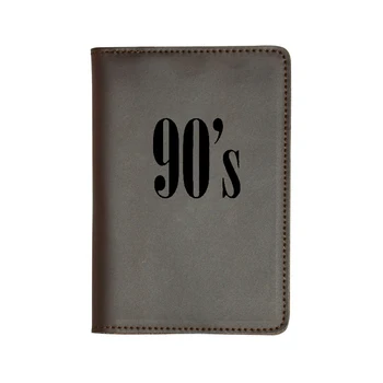 

Creative 90's Letters Passport Cover Crazy Horse Leather Unisex Card ID Holders Purses engrave Logo Travel Cover Passport Wallet