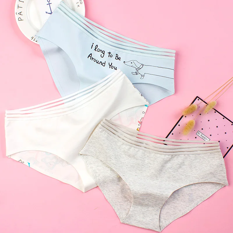 

Women Underwear Japanese Girls Students Cute Cotton Cartoon Printing Suspension Strip Low Waist Seamless Triangle Women Sexy