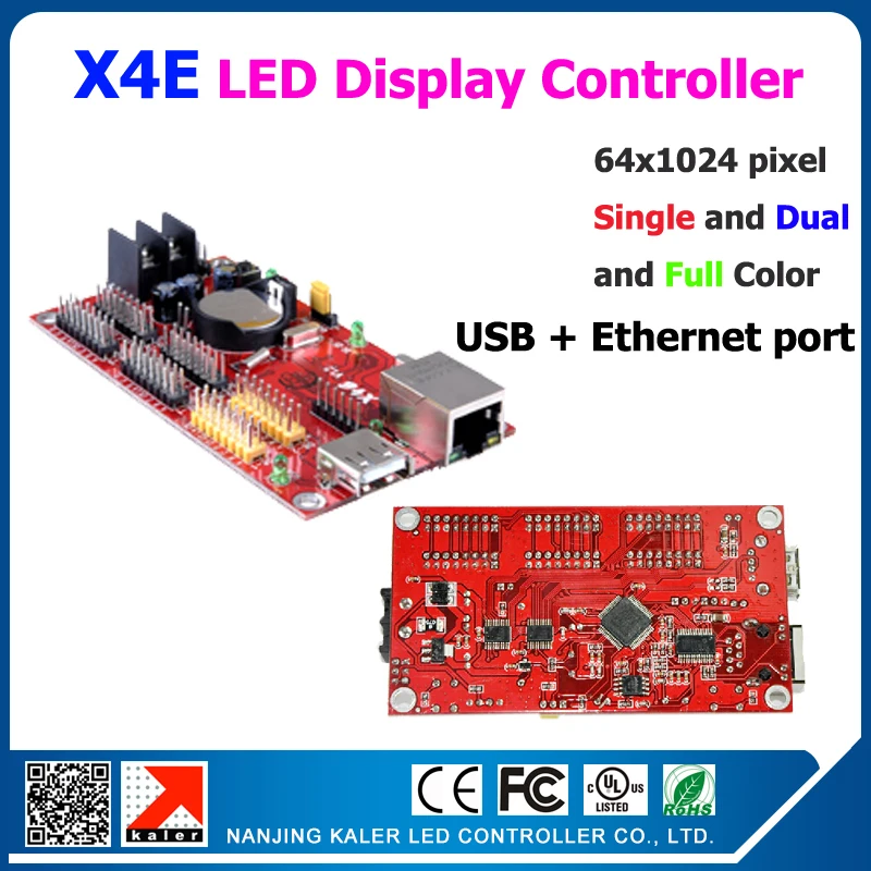 

kaler Scrolling message led display controller KALER X4E usb & ethernet led controller 1024*64 pixel 4pcs 12port 2pcs 08 port