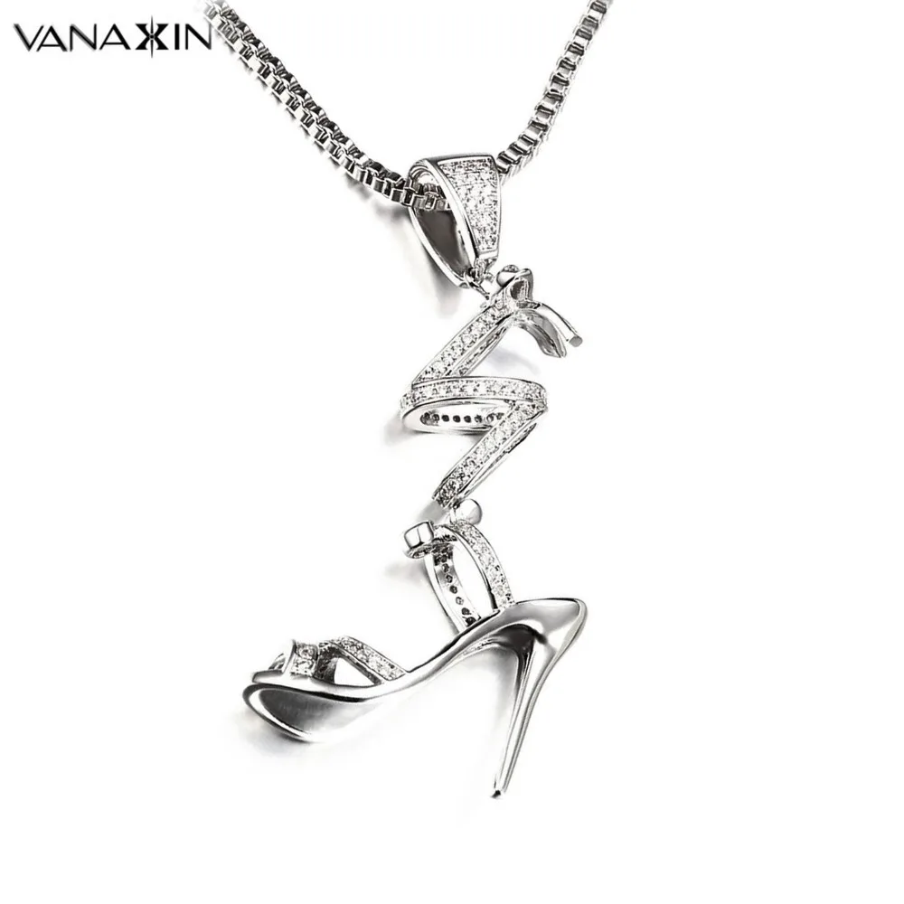VANAXIN High Heels Charms Shoes Pendant Necklace for Women Silver/Gold