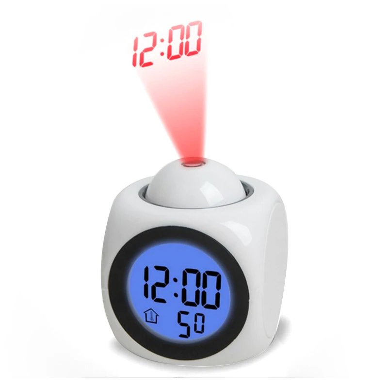 

LCD Projection Clock Electronic Table Desk Nixie Digital Clock No Radio Projector Watch Talking Alarm Clock With Time Projection