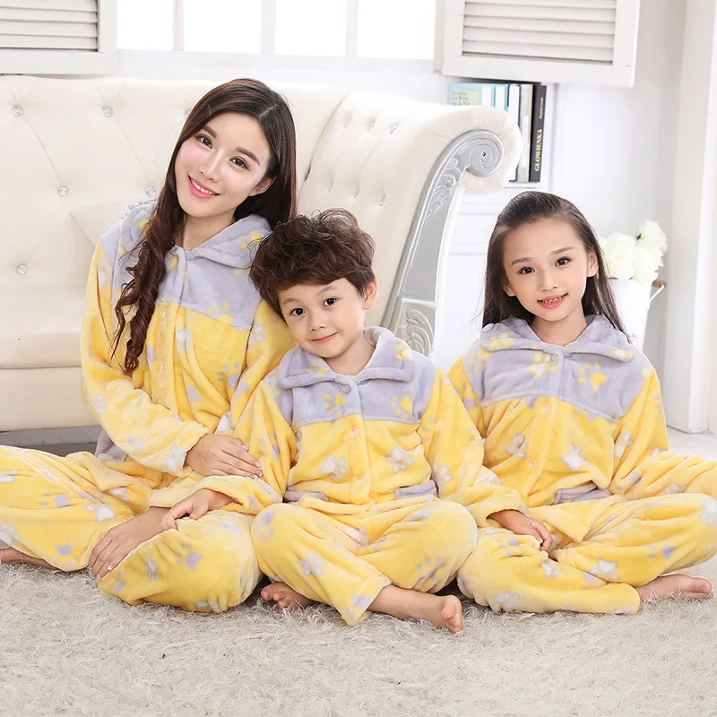 Мягкие фланелевые пижамы для мамы и дочки, одинаковые пижамы для всей семьи, Женская домашняя одежда, теплые пижамы для девочек - Цвет: 5