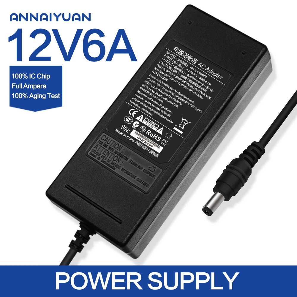 For Haier ac dc adapter 12v 6a lcd