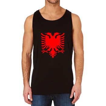 

Loo Show Albanian Flag Eagle Black summer Funny Tank Top Men