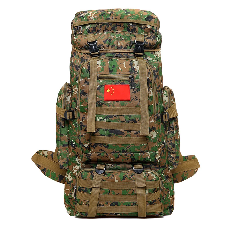 70L 600D Camping Hiking Mountaineering Backpack Military Molle Camo Waterproof Tactical Bag Adjusta
