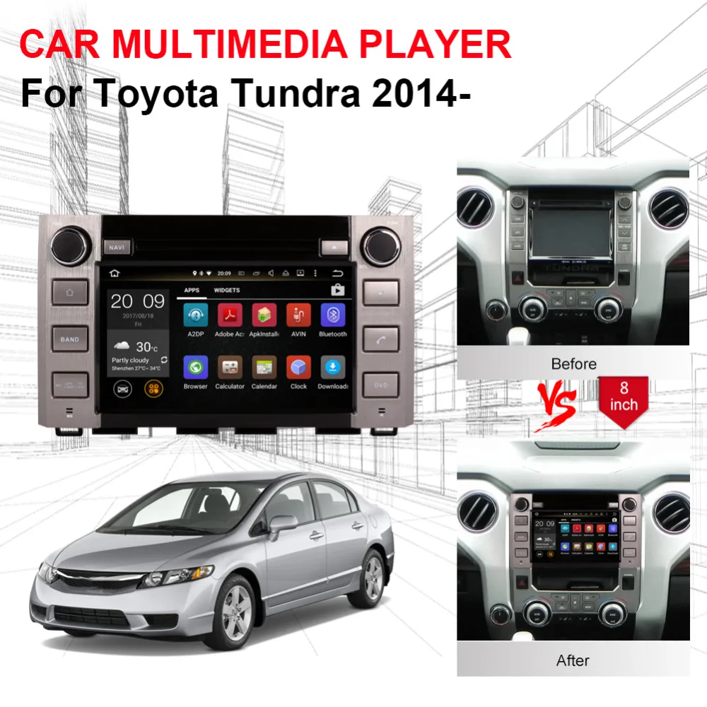 4 Гб оперативной памяти Android 7 1/8 0 Авто Радио Стерео DVD мультимедийный плеер для Toyota