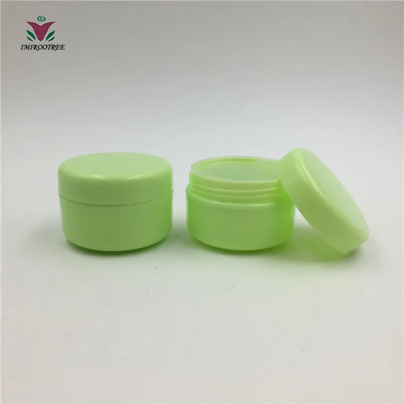 100 шт 20 г PP пластиковая белая банка для крема и маленькая Косметическая пудреница для красоты пакет - Цвет: Светло-зеленый