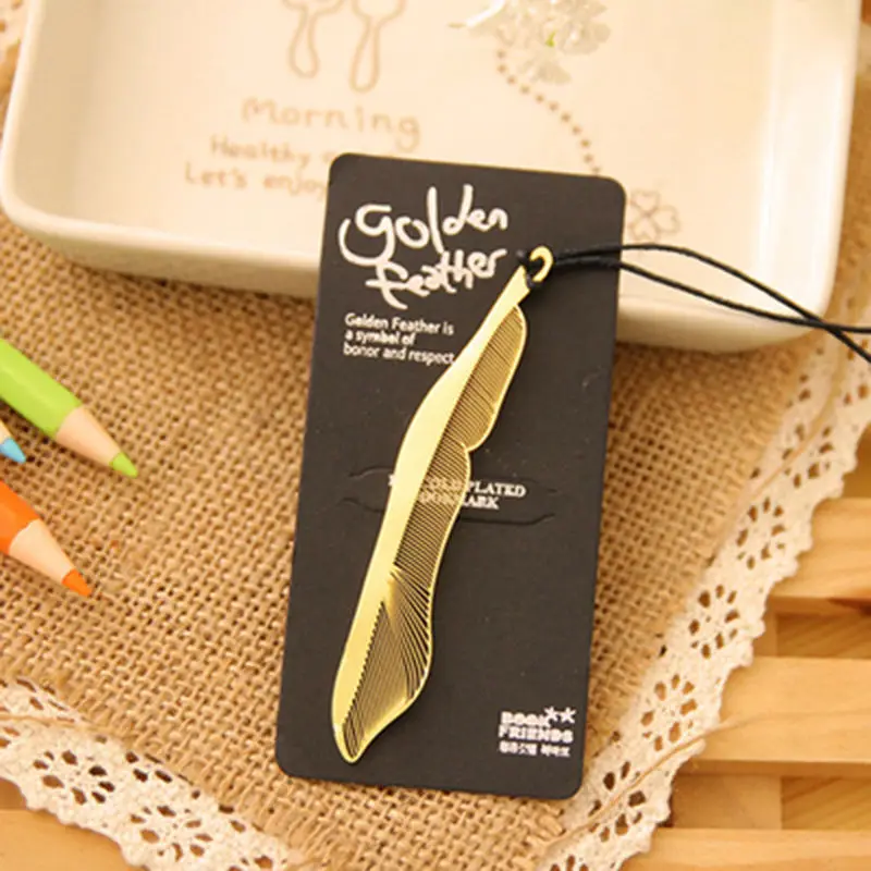 

Hot 1X Cute Gold Plated Metal Hollow Animal Feather Bookmark Book Paper Reading