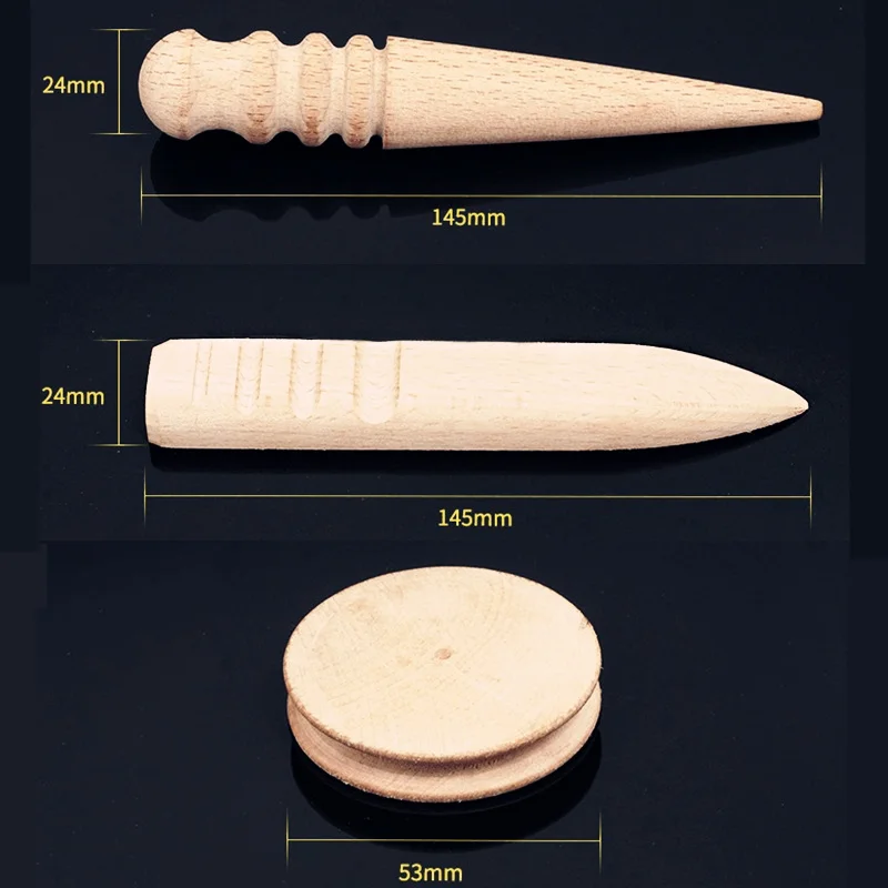 Multi-Size Wood Slicker Leathercraft Tool Solid Wood Burnishing Edge for Polished Edge Professional Leather Craft Working Tool