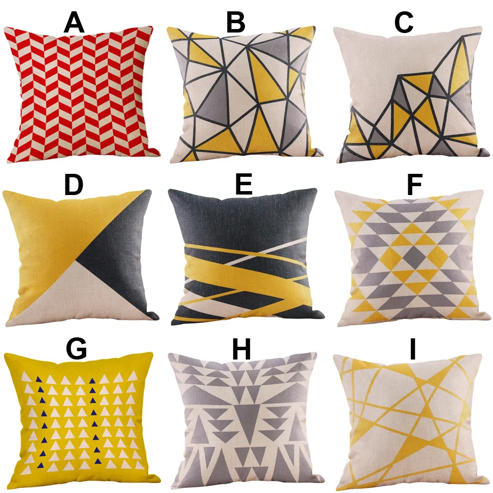 

2018 45cm*45cm Multi-color Mustard Pillow Case Yellow Geometric Fall Autumn Cushion Cover Decorative Hot