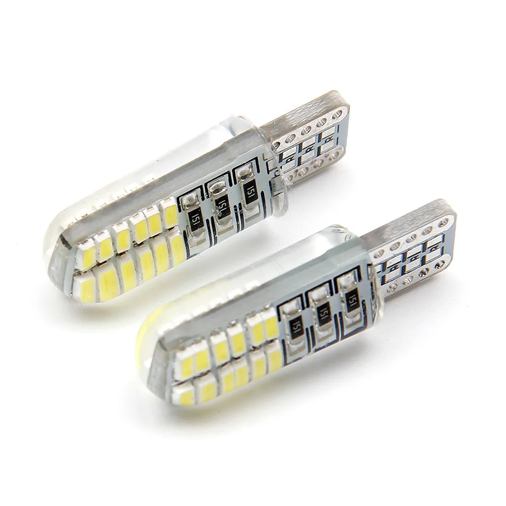 

AUTO 2Pcs T10 W5W Waterproof 24 SMD LED White 6418 C5W 4W LED Bulbs Car License Plate Light ERROR FREE Light car styling feb17