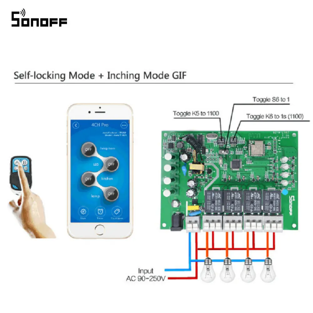 Hot Offer Sonoff 4CH Pro & Pro R2 Smart Wifi Switch Home 433MHz RF Wifi ...