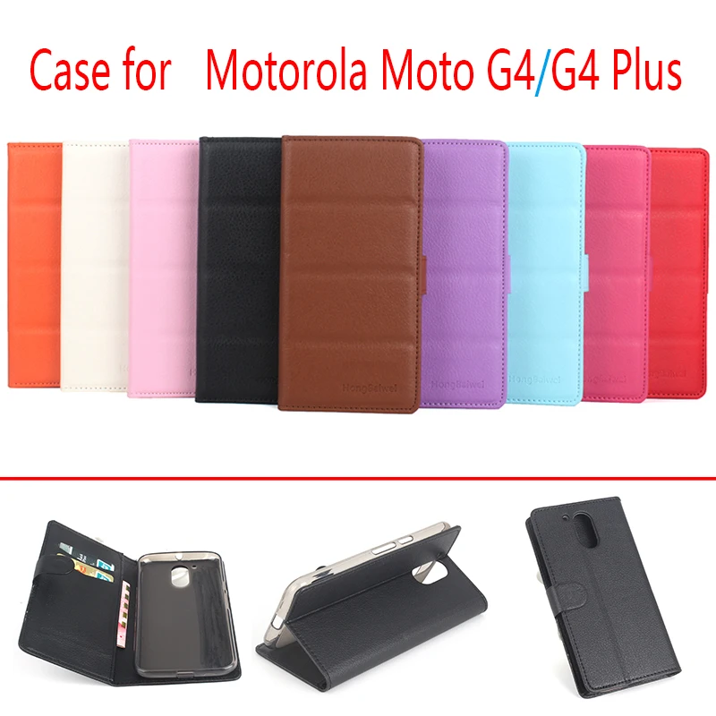 

HongBaiwei for Motorola Moto G4 G4 Plus Case Flip Luxury Leather Wallet Bag Case for Moto G4 G4 Plus Vintage Litchi Phone Cover