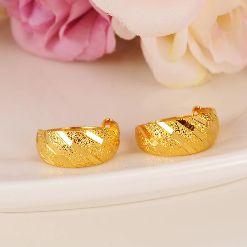 Bangrui Scrub Women S Round Earrings 24k Gold Color Middle Earring For Mens Girls Boys Fashion Kids Children Jewelry Stud Earrings Aliexpress