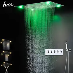 Для ванной и Смесители для душа осадков водопад большой светодиодный душ с латунным ручные души высокий расход дождь Для ванной блок