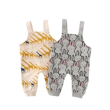 Новинка года, штаны на подтяжках для малышей, штаны с милым принтом животных для маленьких мальчиков, серые/оранжевые милые комбинезоны для девочек, штаны для детей