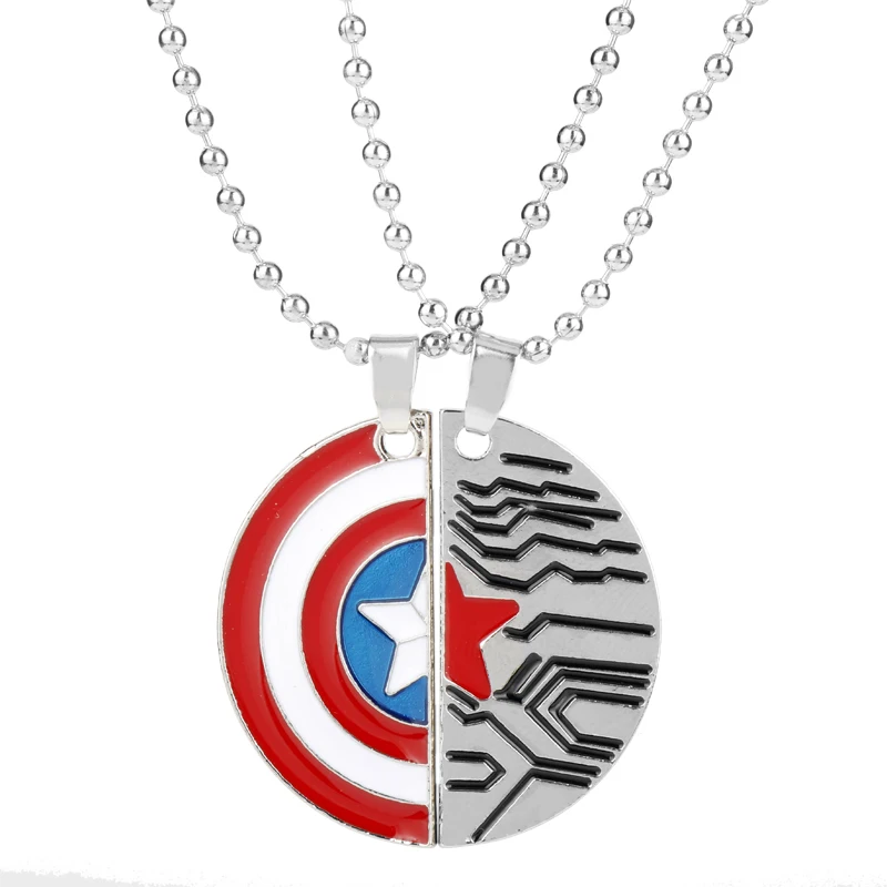 

Captain America And Winter Soldier Pendant Necklace Marvel Comics The Avengers Friendship Necklace For Men Women