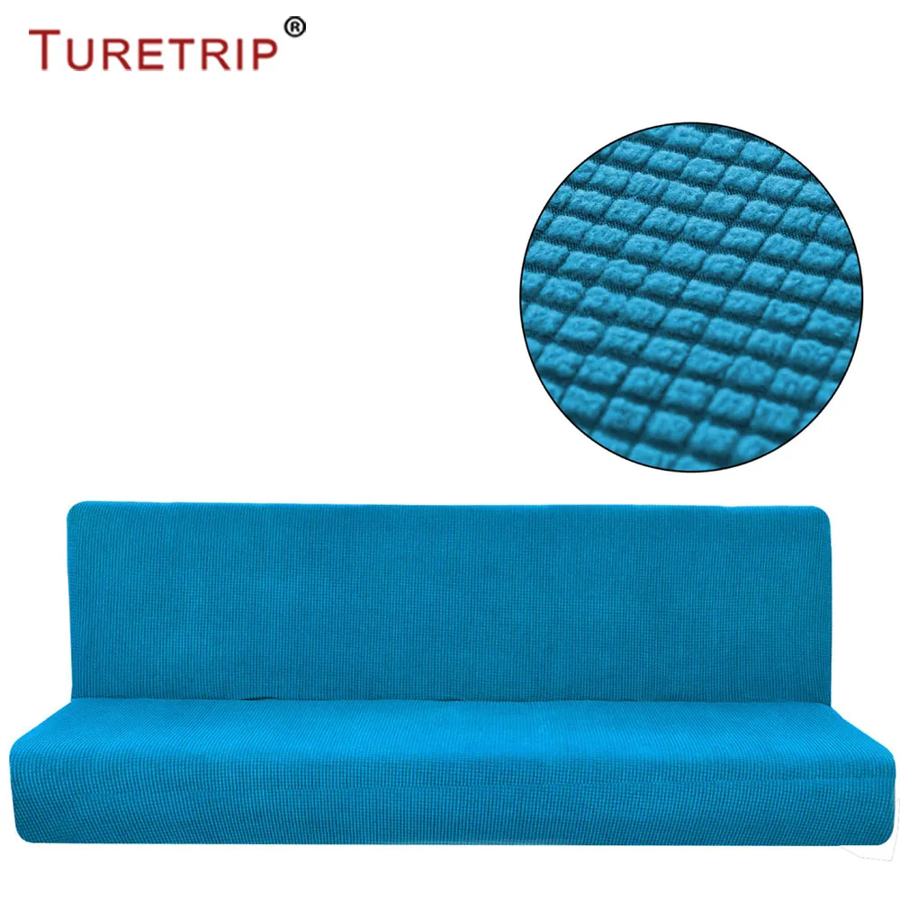 Turetrip 1 шт. сплошной цвет Чехлы для дивана кровать футон Slipcover Полный складной эластичный без рукавов стрейч мебель протектор - Цвет: Небесно-голубой